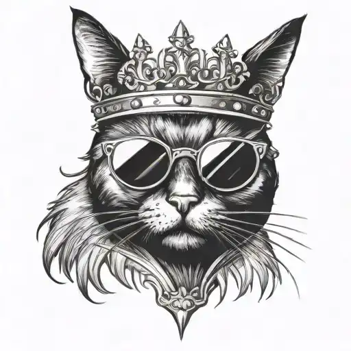 Black Cat With Sunglasses And Crown