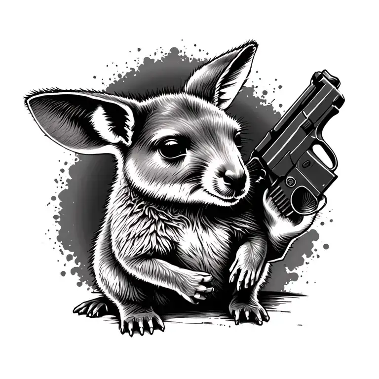 Baby Kangaroo With Guns