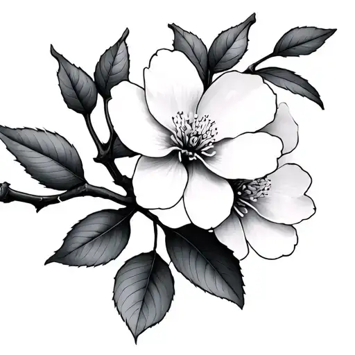 Cherry Blossom Black And White