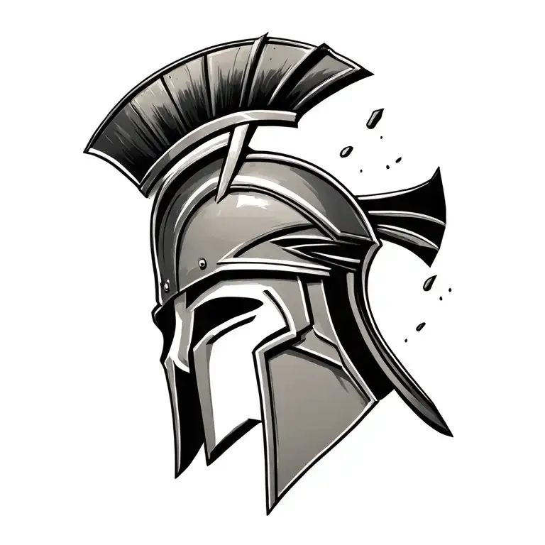 Spartan Helmet With Comits Falling