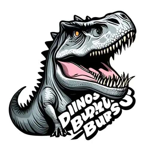 A Detailed Cartoon Dinosaur Burping With The Words Dinosaur Burps