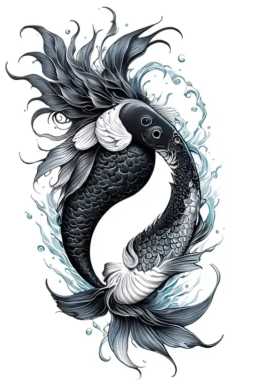 Water Goddess And Koi Fish Yin Yang