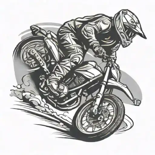 Enduro Motorcyclist Stands On