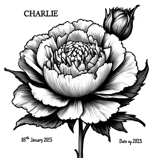 A Carnation Flower With The Name Charlie And Date Of Birth 28Th January 2025