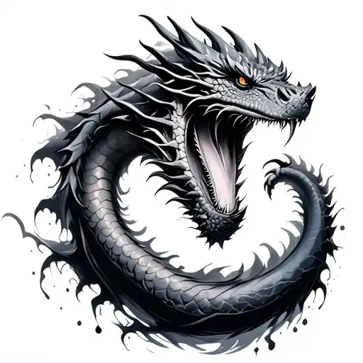 Dragon Down With Paint Splashes