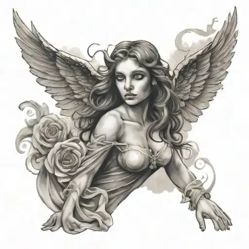 Angel Girl Flies In The Sky Full