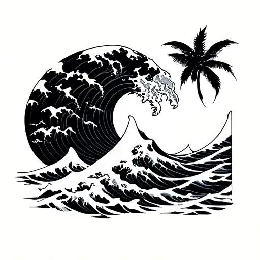Wave And Map Outline