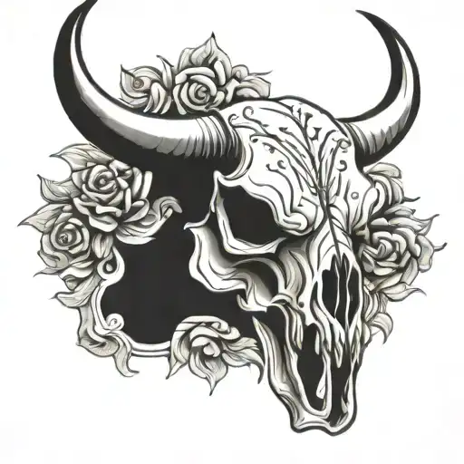 Neo Traditional Bull Skull