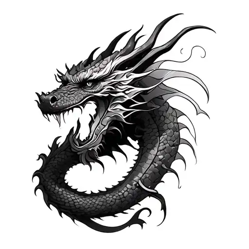 Dragon Sleeve Tattoo With Dragon Head On The Chest