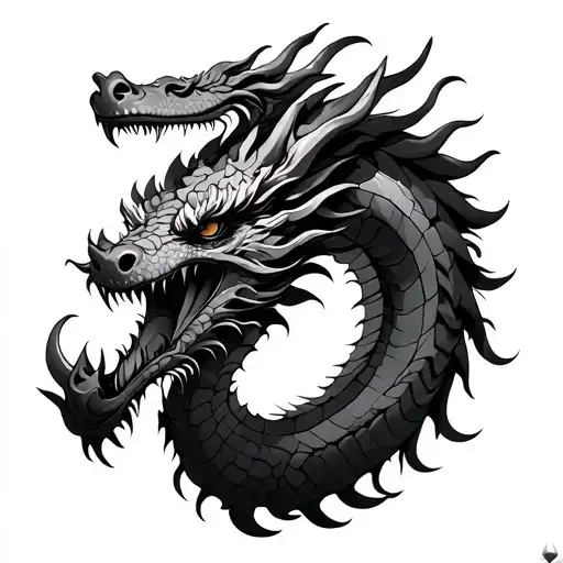 Dragon Full Sleeve Tattoo With Dragon Head On The Chest