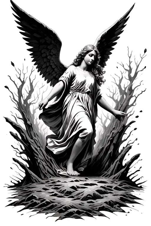 Angel Falling Underground To Darkness 2D View