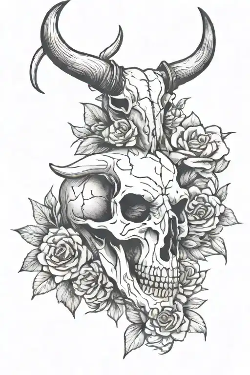 Flowers And Longhorn Skull