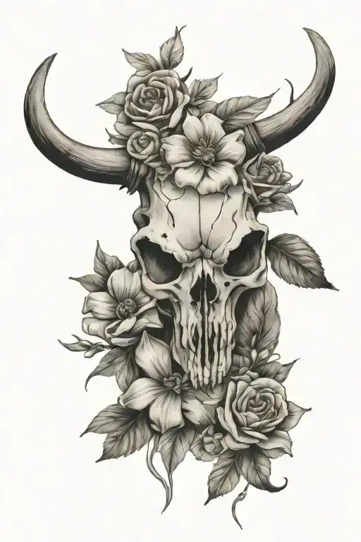 Flowers And Longhorn Skull For Girl