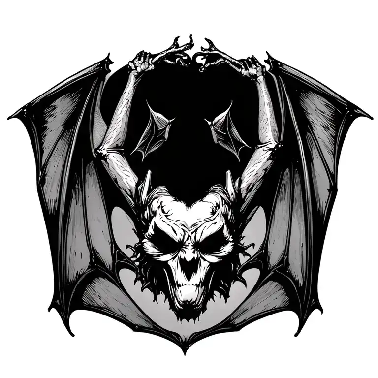 Gothic Bat Hanging Upside Down