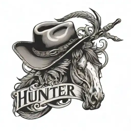 Western Style Tattoos Inspired Tattoo Featuring Name Hunter