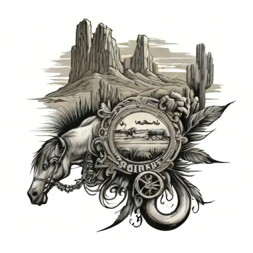 Western Style Tattoos Inspired Tattoo Incorparating A Desert And Featuring Name Hunter