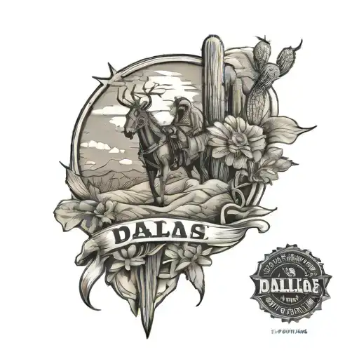 Western Style Tattoos Inspired Tattoo Incorparating A Desert And Featuring Name Dallas