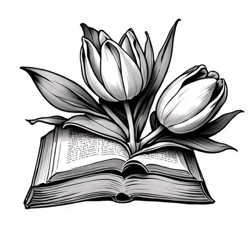 Books And Tulip Flower