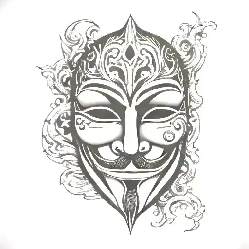 V For Vendetta Mask With Flames