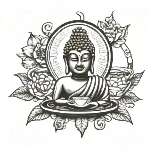 Coffee Cup With Buddha Design Simple