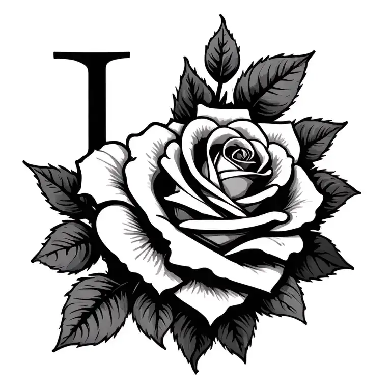 Initial J Heart And Rose