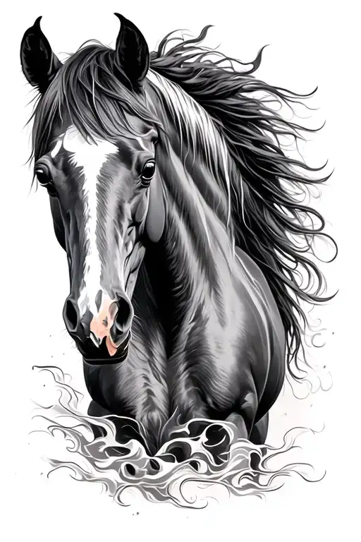 Brown Horse With Big Blaze Realistic