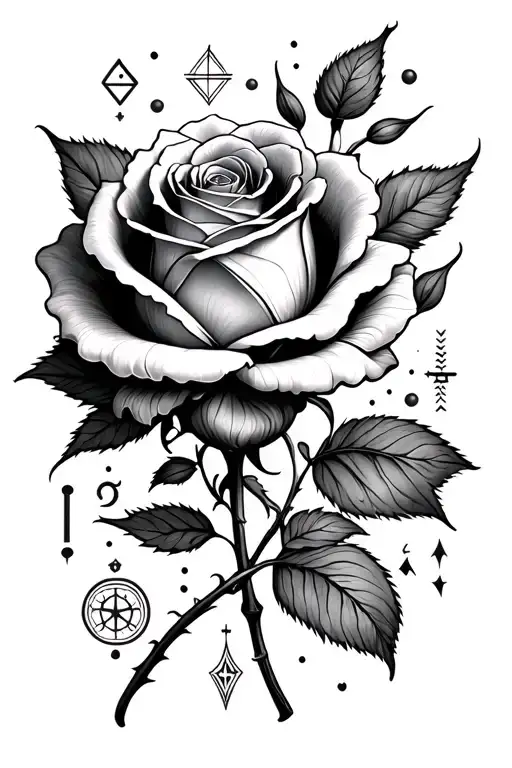 Rose Flower And Horoscopes Symbols Together