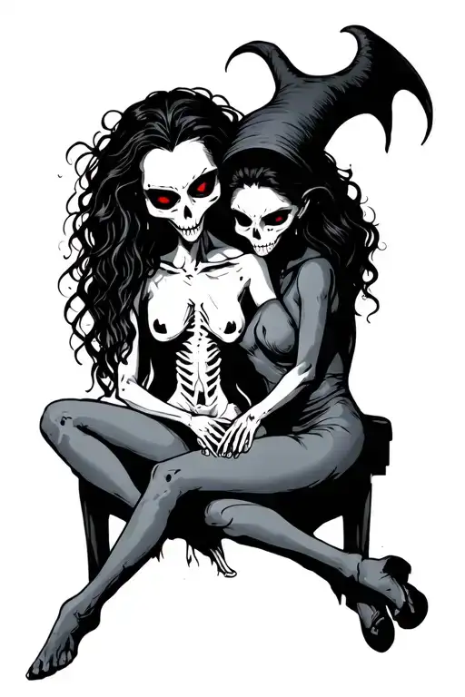 Bone And Vampire Couple Sitting