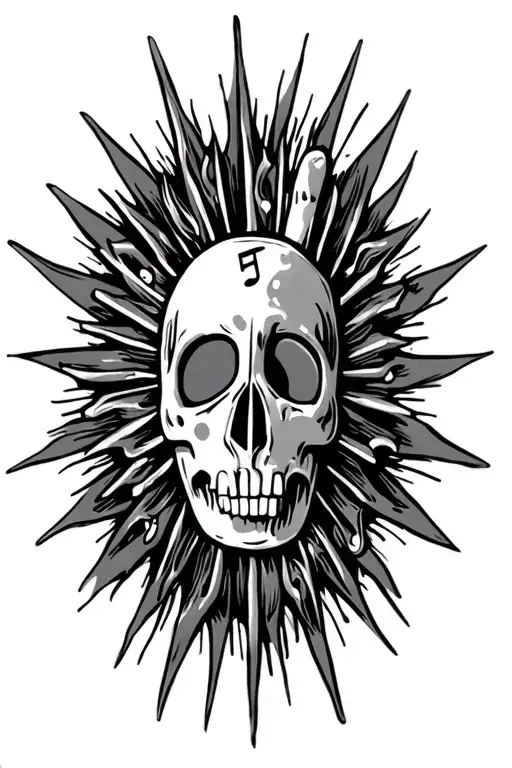 Peace Sign Surrounded By Sunrays With Music Notes And Piscese Symbol