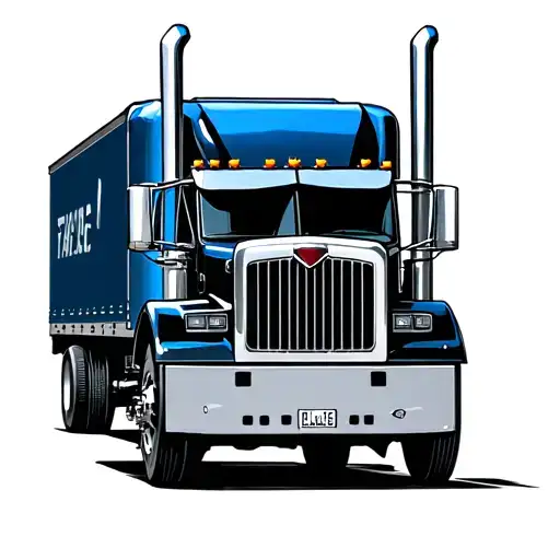 Lowered Semi Truck Black And Blue With Letter E In Old English