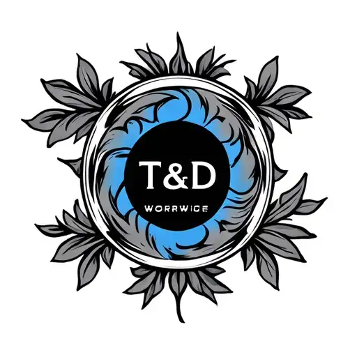 T&d Logo With Back -Black Center That Is Black And Silked Blue Color