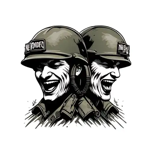 Chicano Styled Laugh Now Cry Later With Light Shading Also These Have Military Combat Headgear