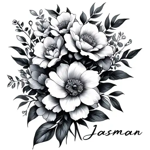 Name Jasman With Flower Bouquet