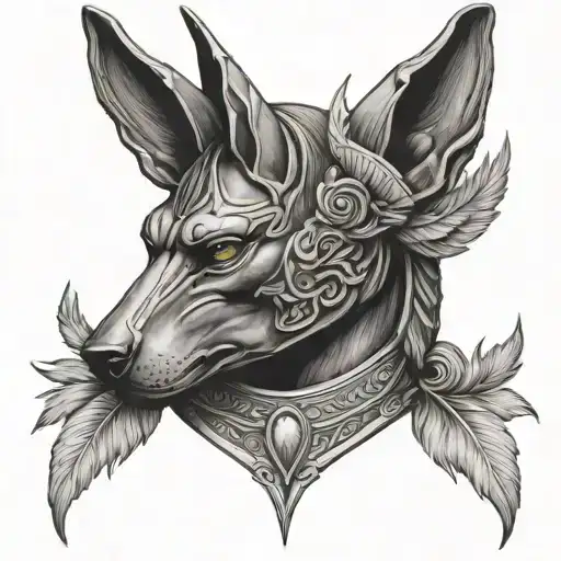 Anubis Holding Heart And Feather