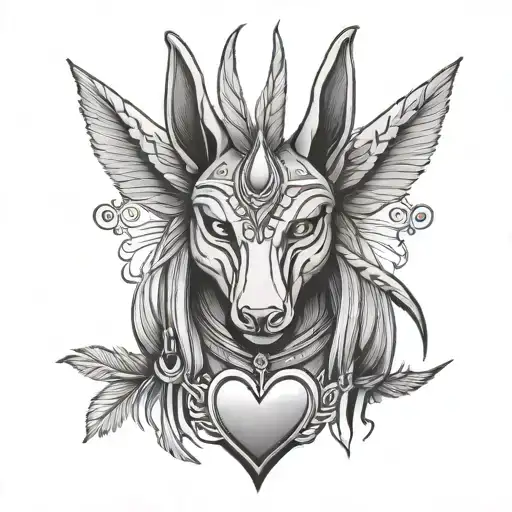Anubis Holding Heart And Feather