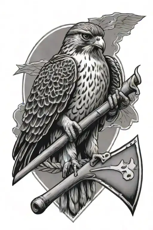 Falcon Holding An Axe