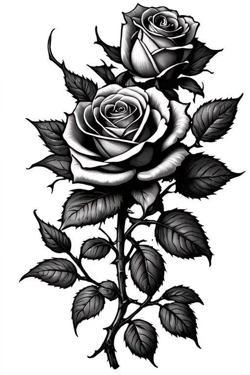 Rose On Forearm With Thorny Vines