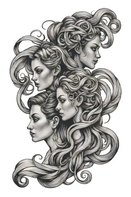 Gemini Sisters Hair Tangled Together