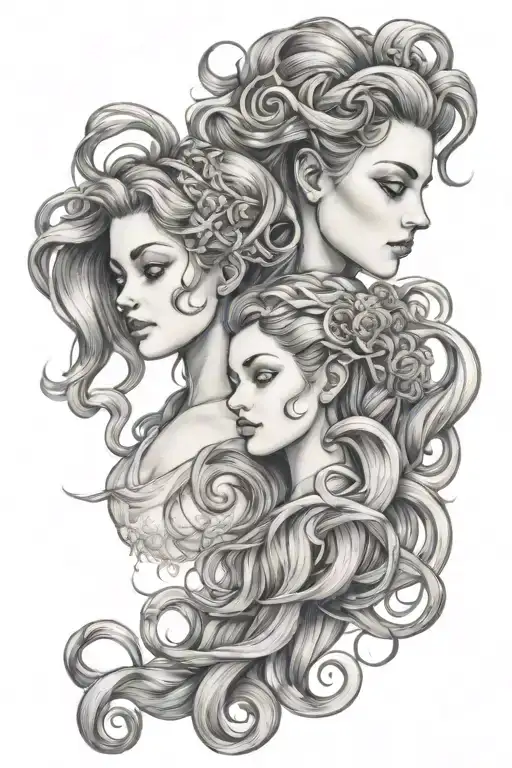 Gemini Sisters Hair Tangled Together