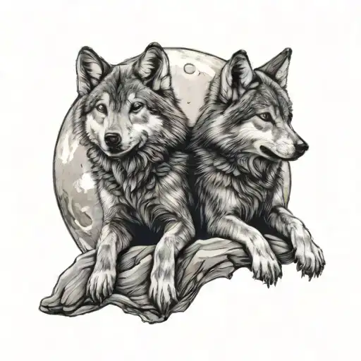 2 Baby Wolves Howling At The Moon