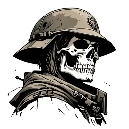 A Soldier With A Skeleton Face