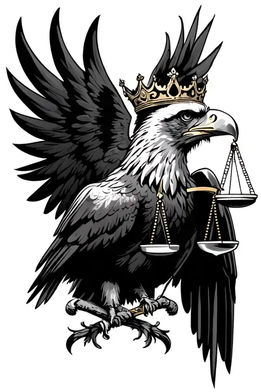 Combination Of Tribel Symbols Eagle With A Crown And Justice And Equality