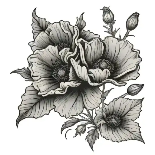 Poppy And Cosmo Flower Intertwined