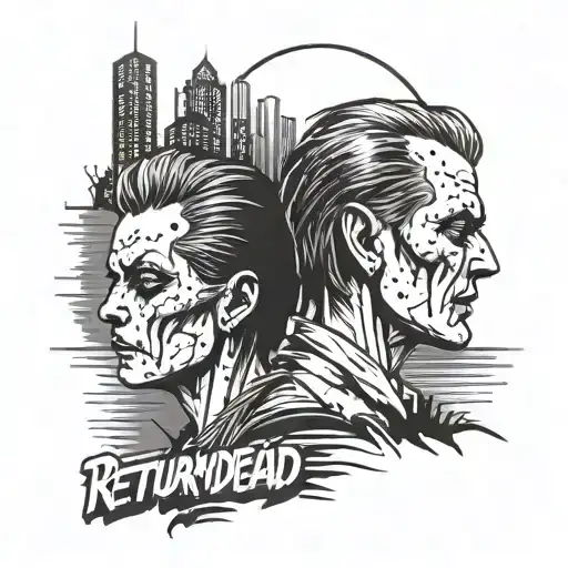Minimalist Tattoo Of The Movie Poster From Return Of The Living Dead