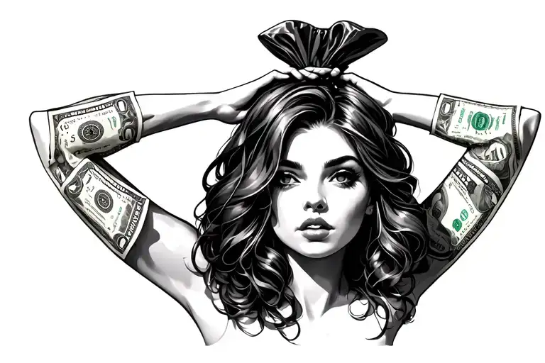 Woman Money Bag Over Head