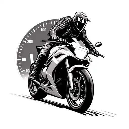 Samurai Riding A Sportsbike With Speedometer Background