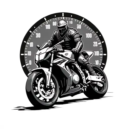 Samurai Riding A Sportsbike With Speedometer Background