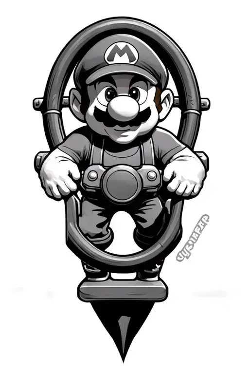 Super Mario On Boat Steering Wheel