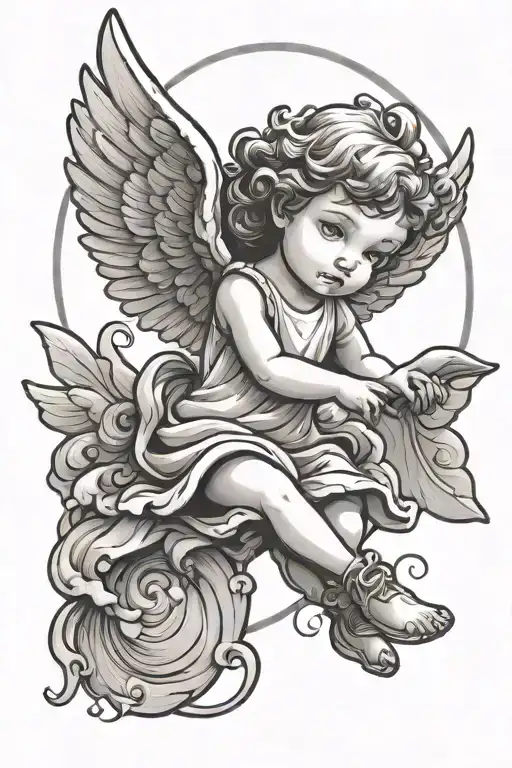 Little Angel Flying Cartoon Style