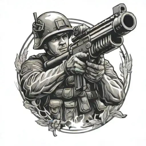 Soldier Holding A Gun